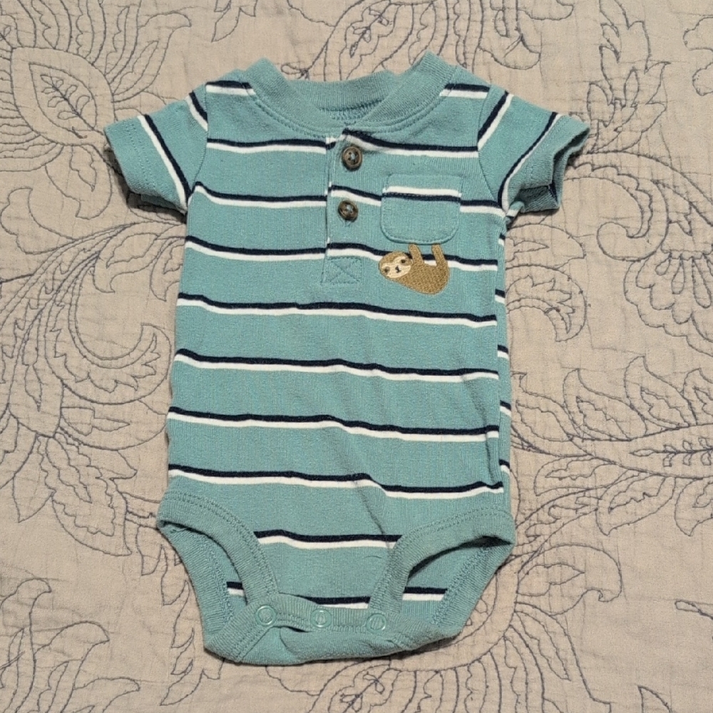 Child of Mine Blue and White Stripe Bodysuit